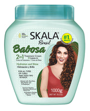 Load image into Gallery viewer, Skala Babosa (2 in 1) Treatment and Hydrates Hair Cream 1000g with Aloe Vera Extract, Shea Butter and D-Panthenol for All Types of Curly Hair 3 &amp; 4ABC (Brazilian)
