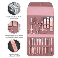 16 pcs Stainless Steel Grooming Kit Manicure Pedicure Instruments