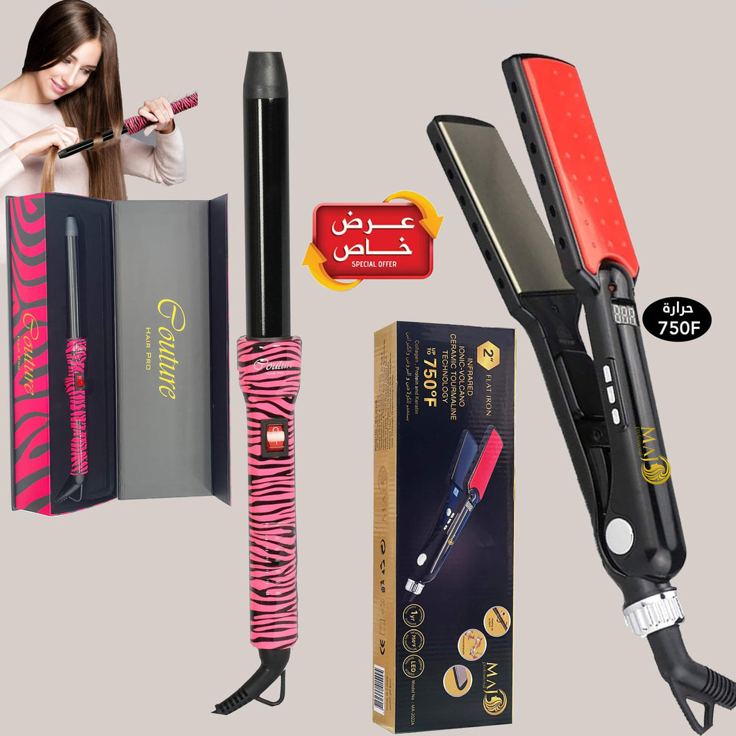 MAJ Professional Hair Straightener 750F With Couture Curler