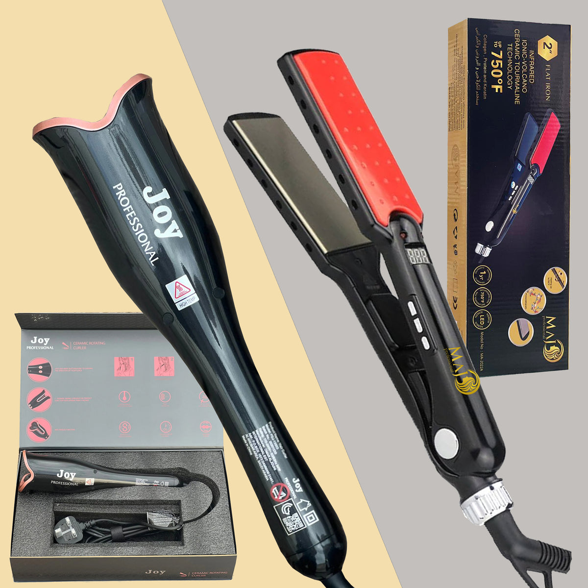 MAJ Professional Hair Straightener 750F With Joy Auto Hair Curler