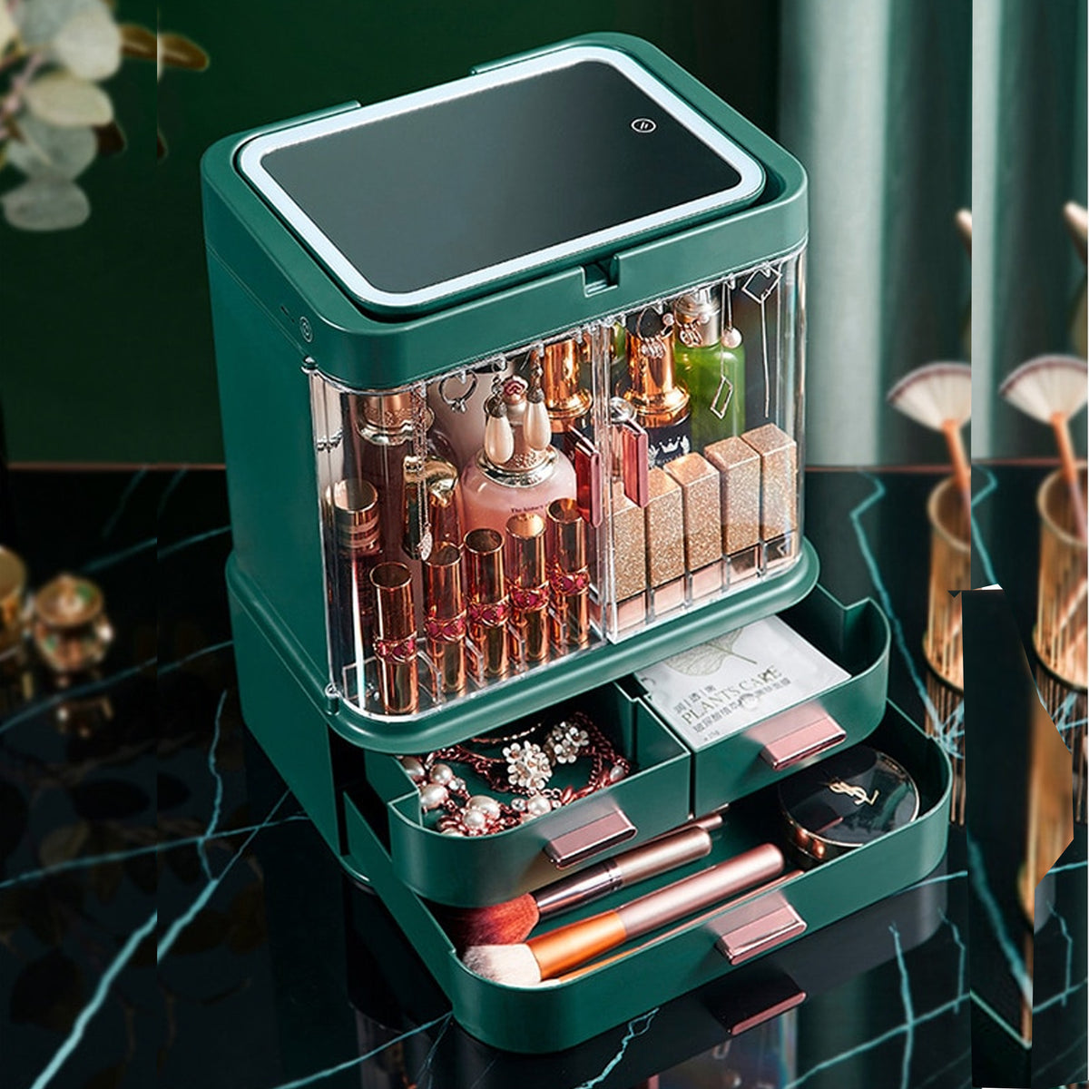 Beauty Makeup Storage Box with led light mirror